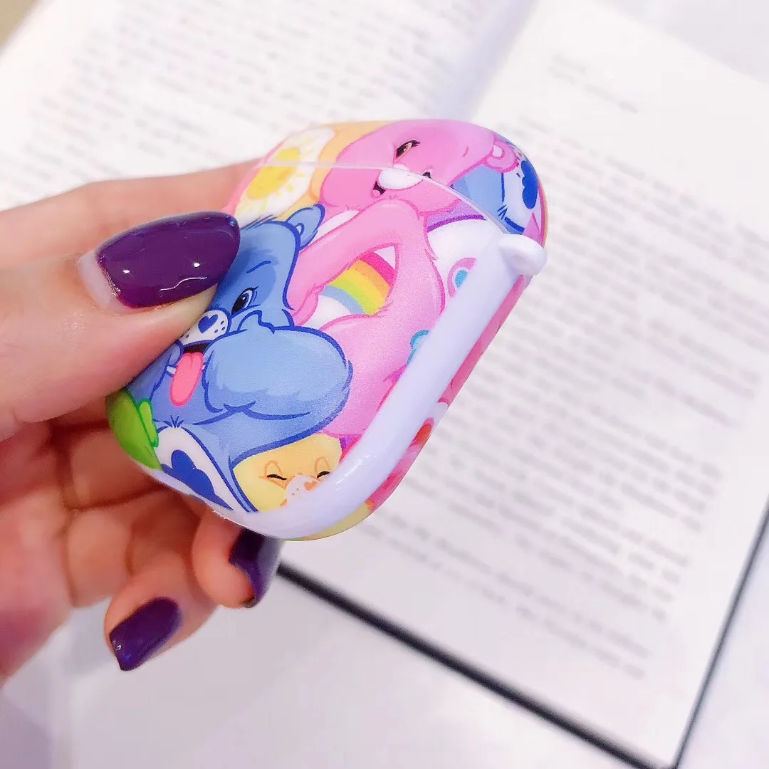 Милый мягкий силиконовый чехол для наушников с радугой и медведем Apple AirPods 1 2
