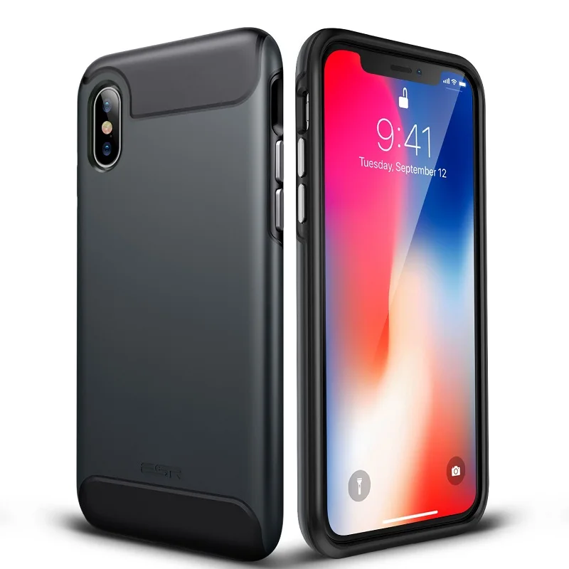 Роскошный двойной чехол ESR из поликарбоната+ ТПУ для iPhone 7 Plus 8 Plus, прочный защитный чехол для телефона, чехол для iPhone X 7 8, чехол - Цвет: Черный