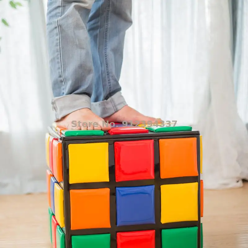 Creative children's storage small stool for shoes magic cube sofa low household cartoon leather | Мебель
