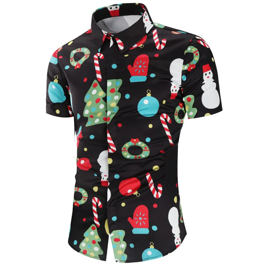 3D Men's Shirt Christmas Short Sleeve Shirt for Men Casual Beach Blouses Hommes Fashion Shirts Male Tops Beach Camicias