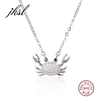 jhsl luxury women 925 sterling silver necklace crab pendant white cubic zircon stone girl female classic elegant fine jewelry