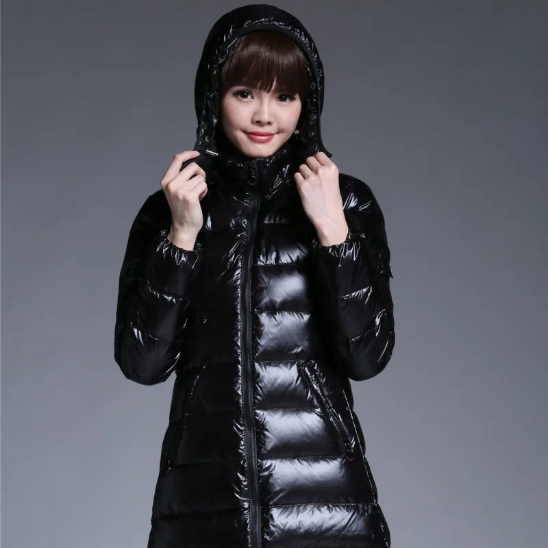 Корейская черная приталенная Женская Толстая теплая куртка зимняя