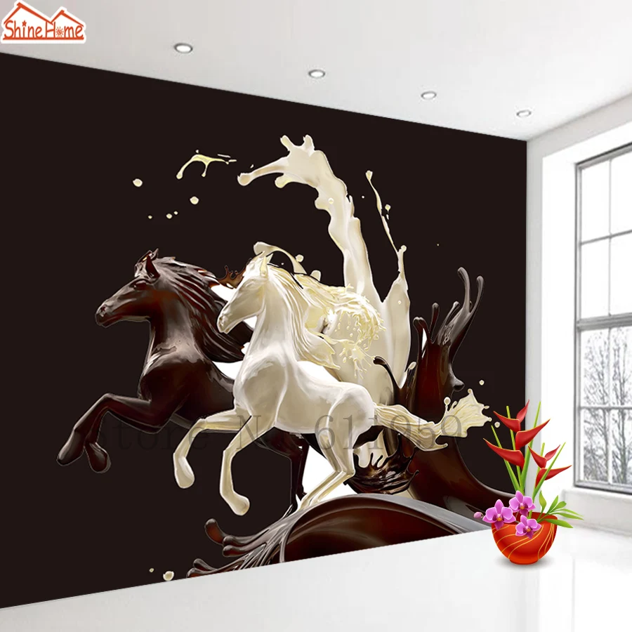 

Молочный кофе лошадь обои s для гостиной абстрактная роспись 3d настенная бумага виниловая настенная бумага Декор фрески рулон искусство дл...