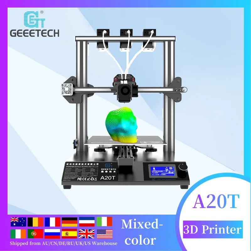 Geeetech официальный A20T 3D принтер с тремя экструдерами для смешанных цветов функция