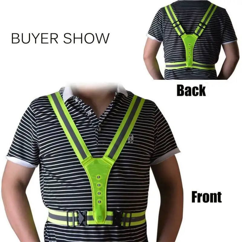 

Outdoor Night Running Bike Safe Reflective CyclingVest Breathable Traffic Night Work Security Jacket Strips Safety Warning LED