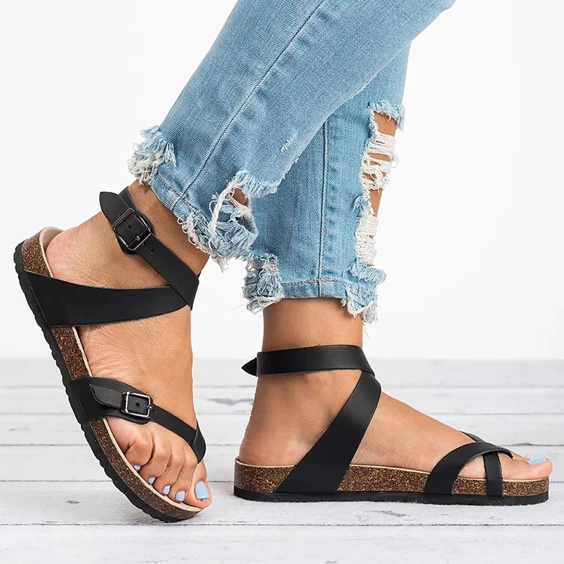 

Women Sandals 2020 New Women Summer Sandals Plus Size 43 Leather Flat Sandals Female Flip Flop Casual Beach Shoes Ladies