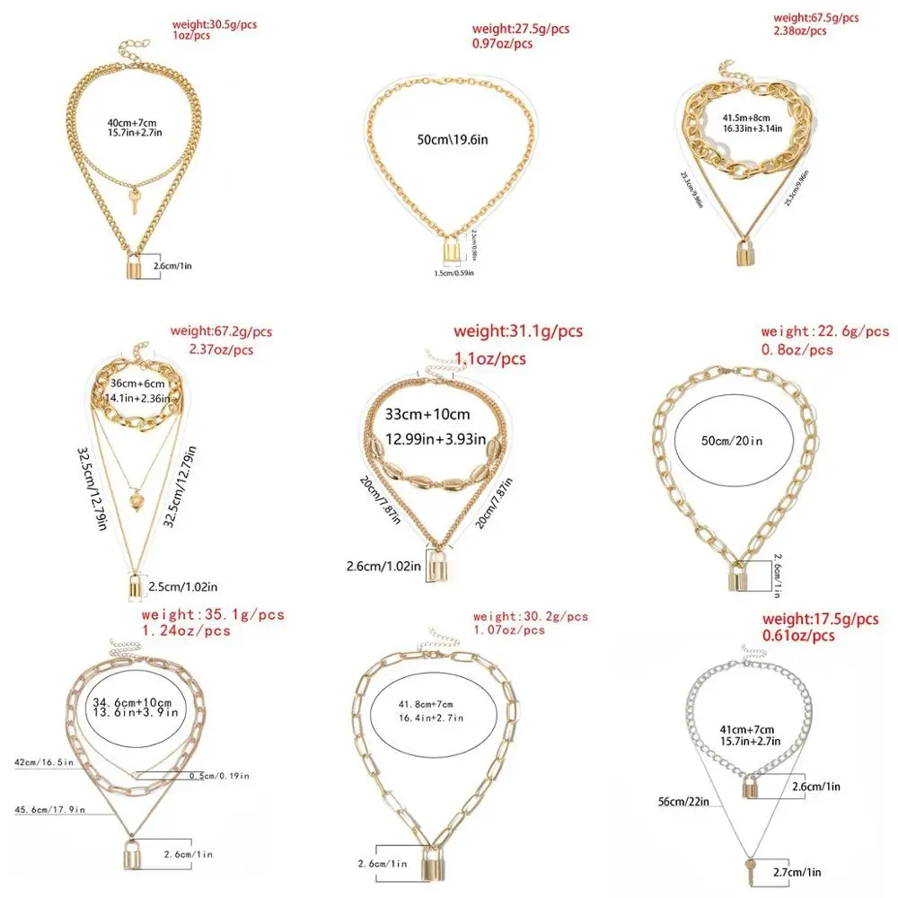 Цепочка с подвеской в виде висячего замка женская двухслойная цепь стиле панк 90-х