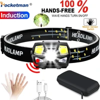 most bright led headlight motion sensor head lamp light usb rechargeable headlamp head torch waterproof for camping hiking lamp