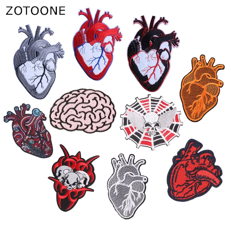 

ZOTOONEiron on Heart Patches Anatomical Stripe Badge Embroidery Patch for Backpack Stickers on Clothes Iron on Tactical Patches