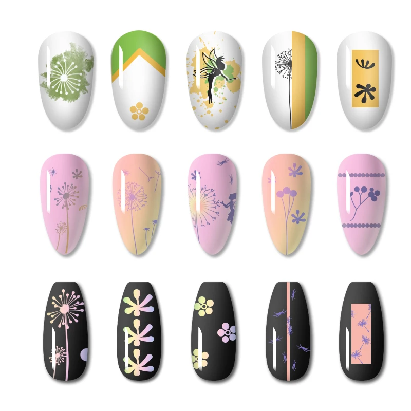 Квадратный шаблон для стемпинга нейл-арта растения Цветочный узор ногтей