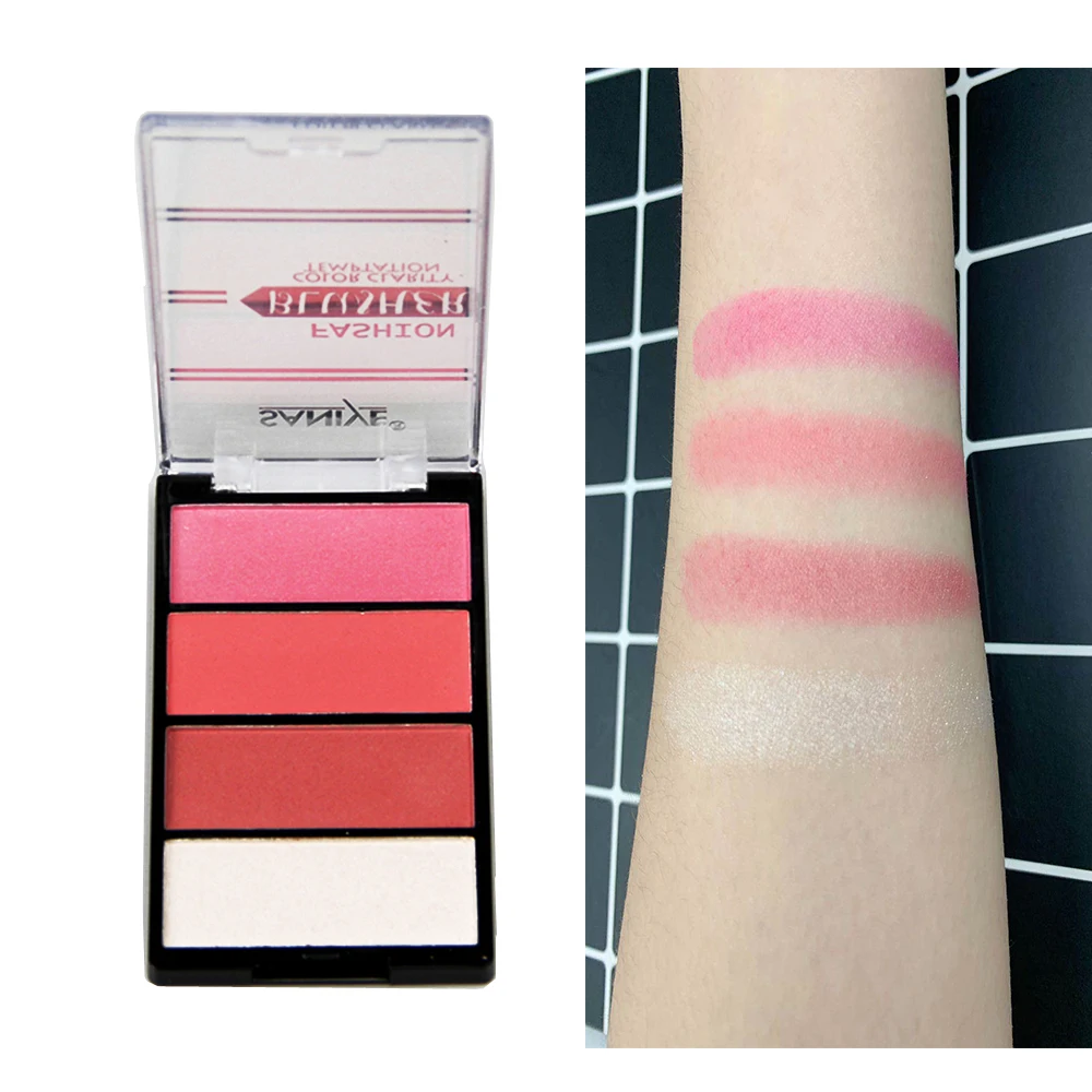 SANIYE Водонепроницаемая 4 вида цветов стереоскопическая розовая пудра румяна для