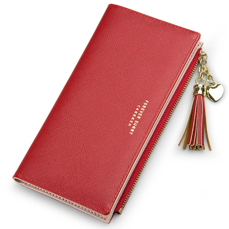 

2021 Tassel Wallet Women Long Cute Wallets Leather Tassel Women Wallets Zipper Portefeuille Female Purse Clutch Cartera Mujer