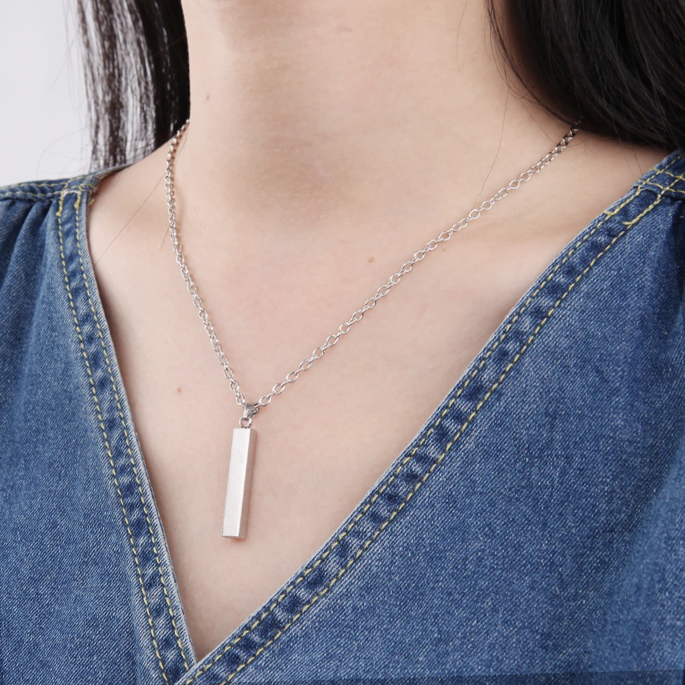 Ожерелье с прямоугольной подвеской простой из нержавеющей стали в Кубинском