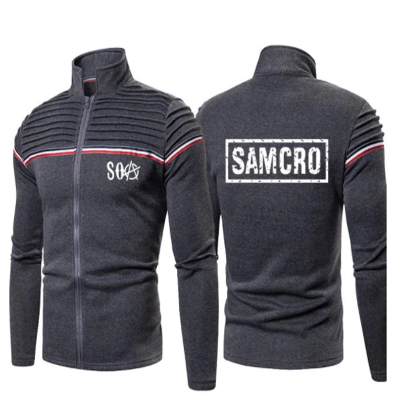 

Мужская хлопковая куртка SOA Sons of анархии с принтом SAMCRO, Повседневная модная рубашка с помятыми плечами в стиле Харадзюку