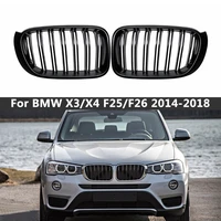 a pair for bmw f25 f26 x3 x4 2014 2018 gloss matt black m color double slat kidney grille front bumper racing grills car styling