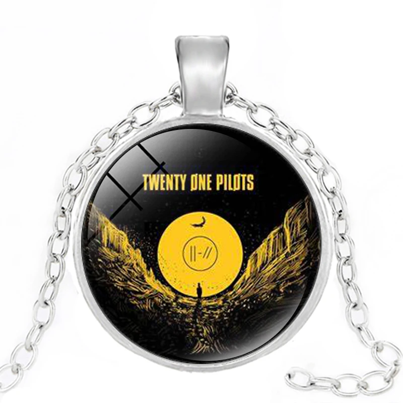 Hot Rock Band Twenty One Pilots Fashion Long Necklace Silver Chain Retro Logo Glass Cabochon Pendant Hiphop Jewelry | Украшения и