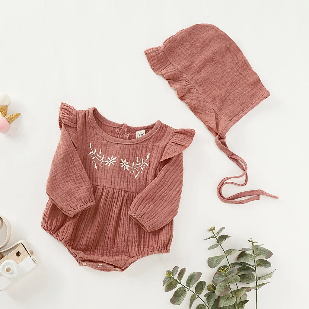 Комбинезон с оборками для маленьких девочек хлопковый льняной комбинезон