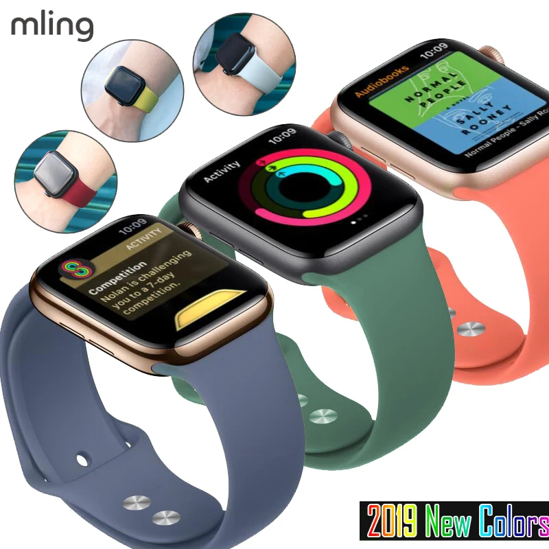 Цветной мягкий силиконовый спортивный ремешок для Apple Watch серии 1 2 3 4 5 38 мм 42 мм резиновый ремешок для часов 40 мм 44 мм iWatch 4/5