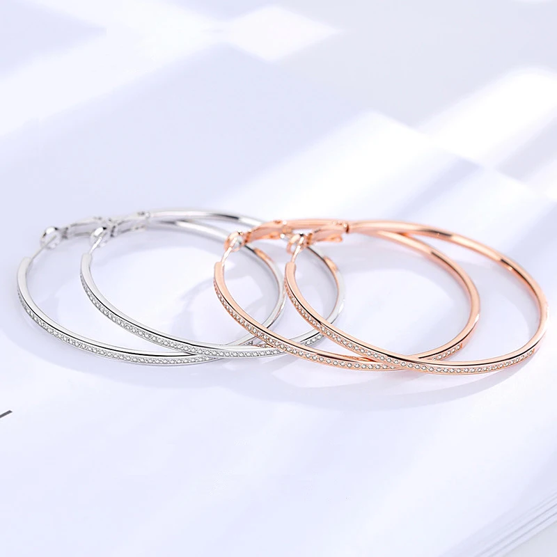 Женские серьги кольца TONGZHE большие из стерлингового серебра 925 пробы с цирконием