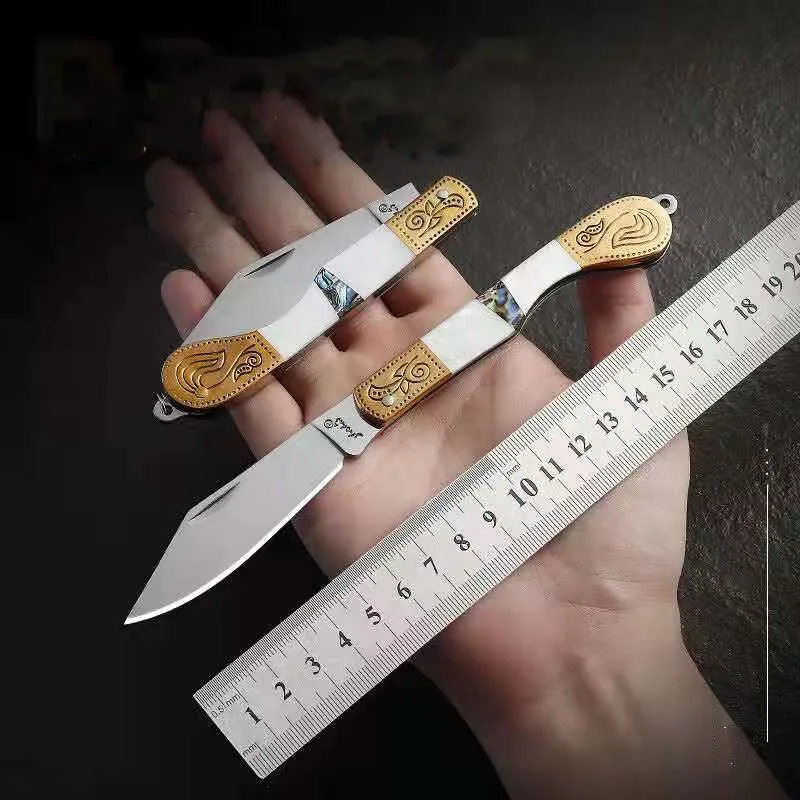 Тактический складной нож латунный резец высокой твердости с натуральным