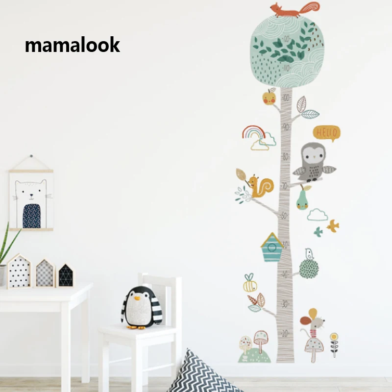 

Cartoon Height Ruler Wall Stickers Animal Tree for Kids Room Bedroom Home Decor Wall Decals Baby Nursery Home Decoration Murals
