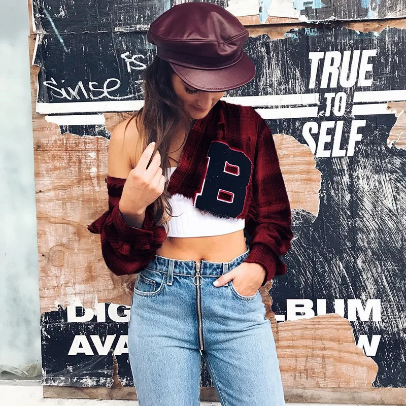 Женская клетчатая рубашка с длинными рукавами и надписью May Leaves Love топы блузки