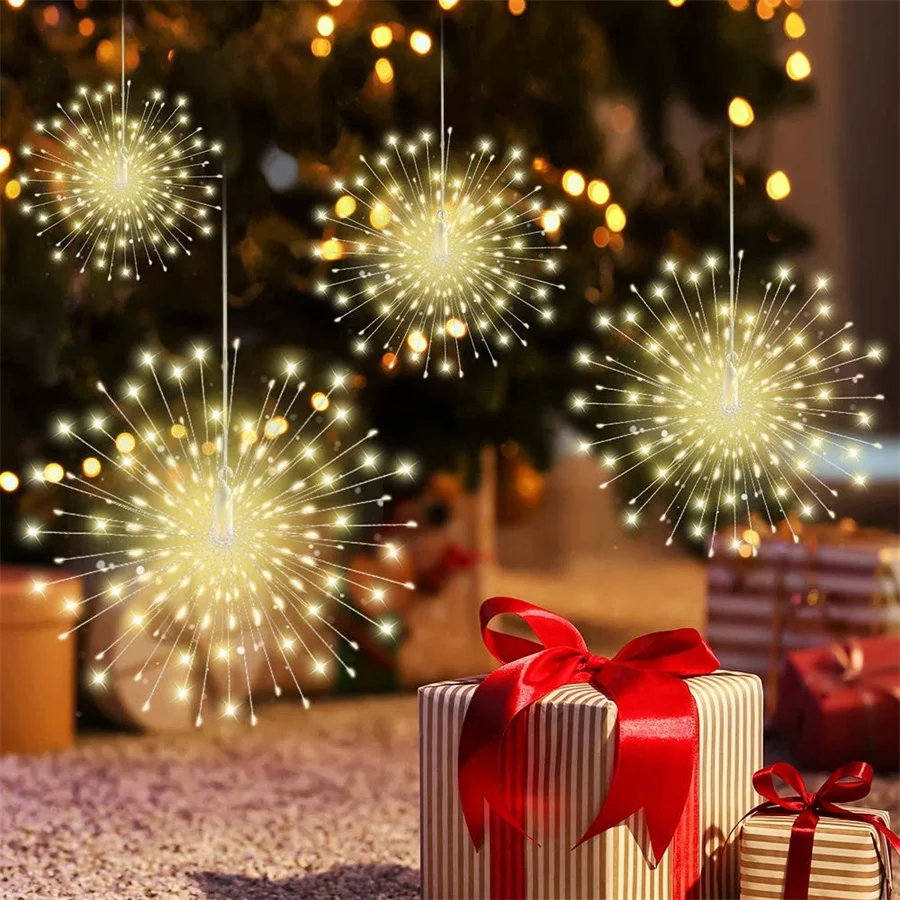 

LED Copper Wire Starburst String Lights 8 Modes Battery Operated Firework Lights Christmas Wedding Party Fairy Hanging Lights