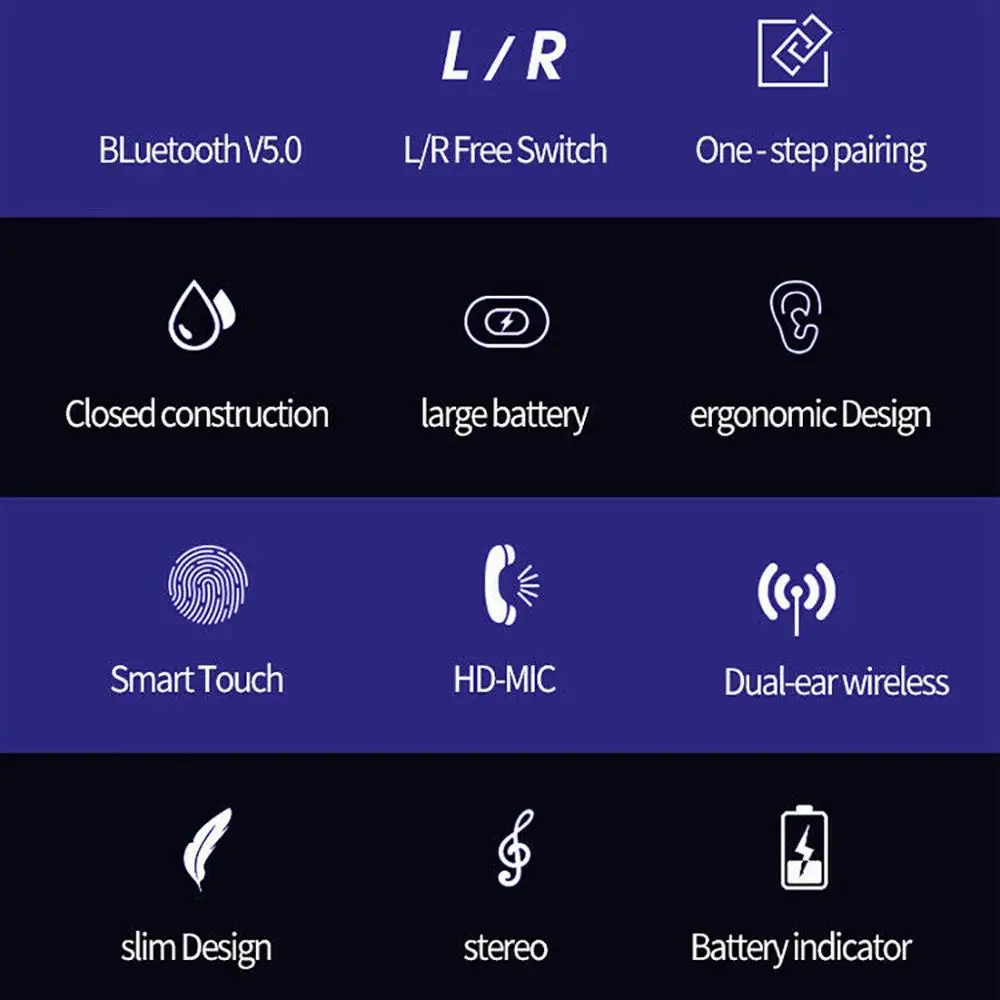 TWS Bluetooth 5 0 Twins Беспроводные наушники с сенсорным управлением мини вкладыши