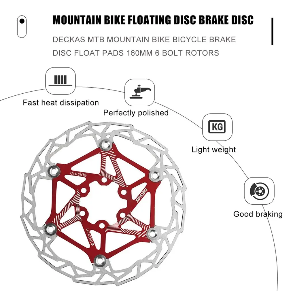 

7Color DECKAS Ultra-light MTB Mountain Bike Brake Disc Float Floating Pads 160mm 6 Bolt Rotors Parts Bicycling Accessories