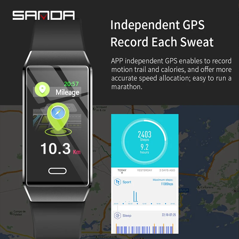 Модные женские часы Sanda X9 с физиологическим напоминанием новые умные 12 языками