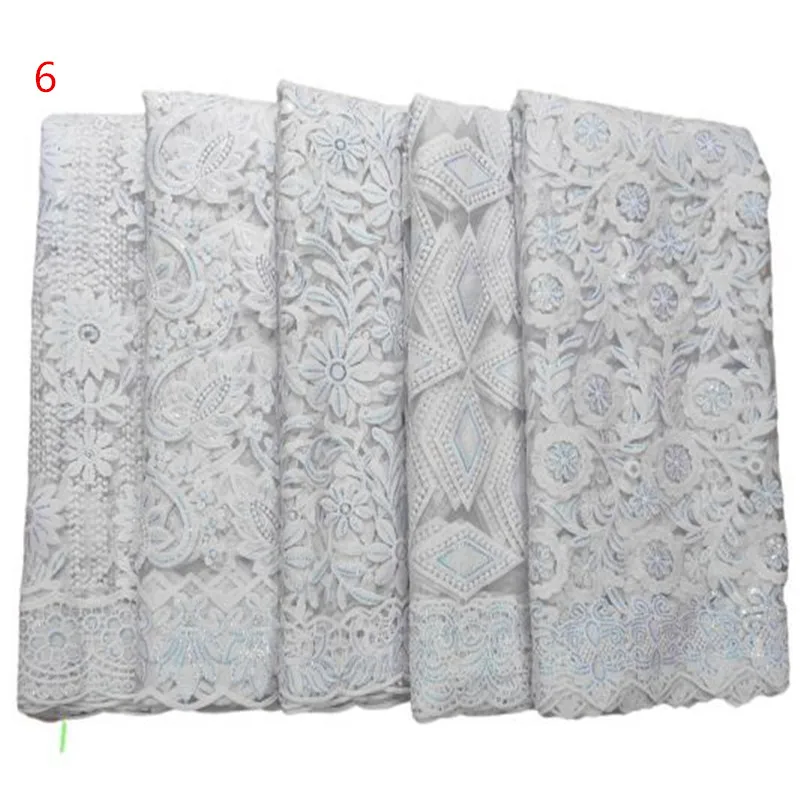 

African Milk silk Lace Fabric 2022 White High Quality Lace Material Nigerian French Sequins Lace Fabric For Party Dress