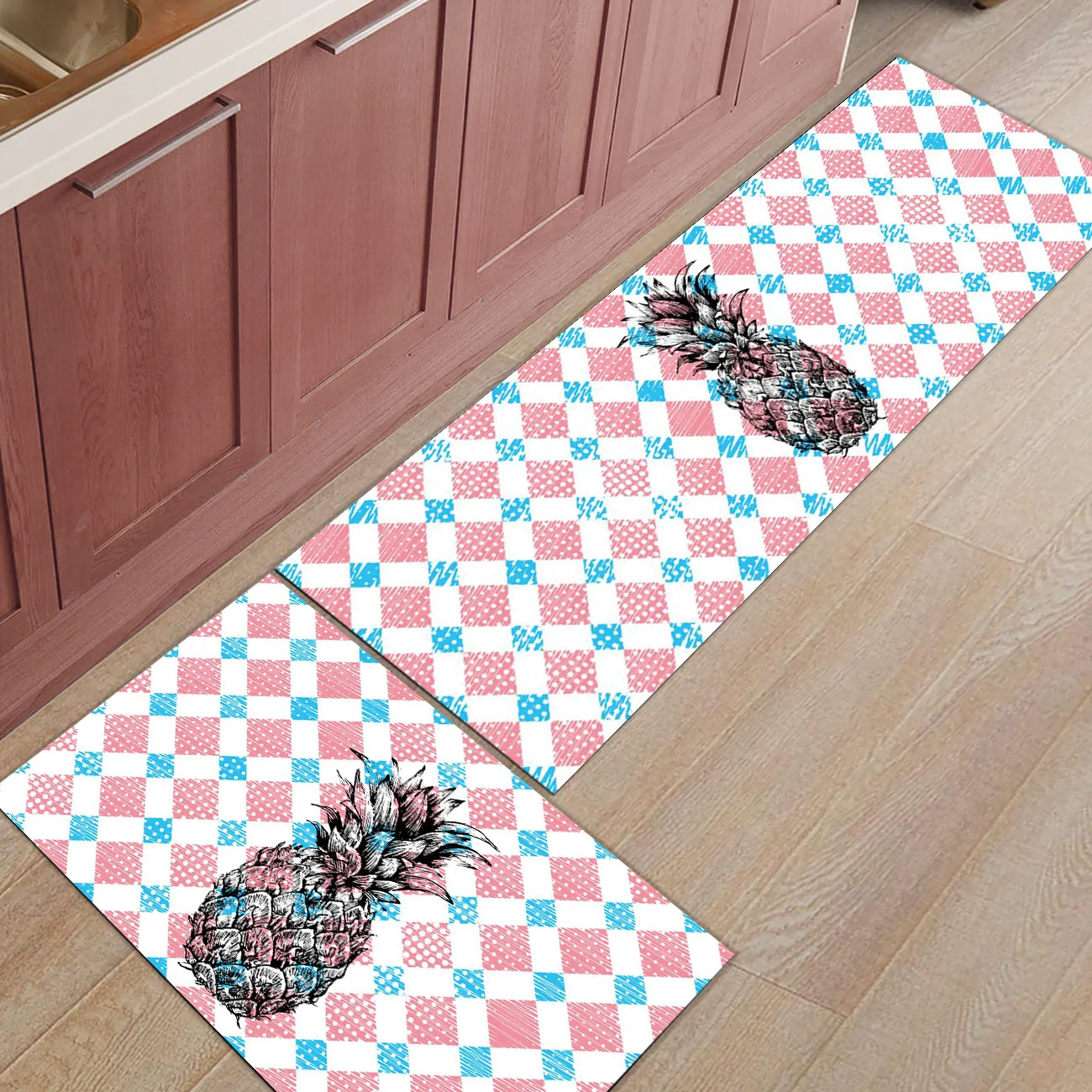 Тропические фрукты ананас Геометрическая Летняя тема 2 шт. коврик для кухни