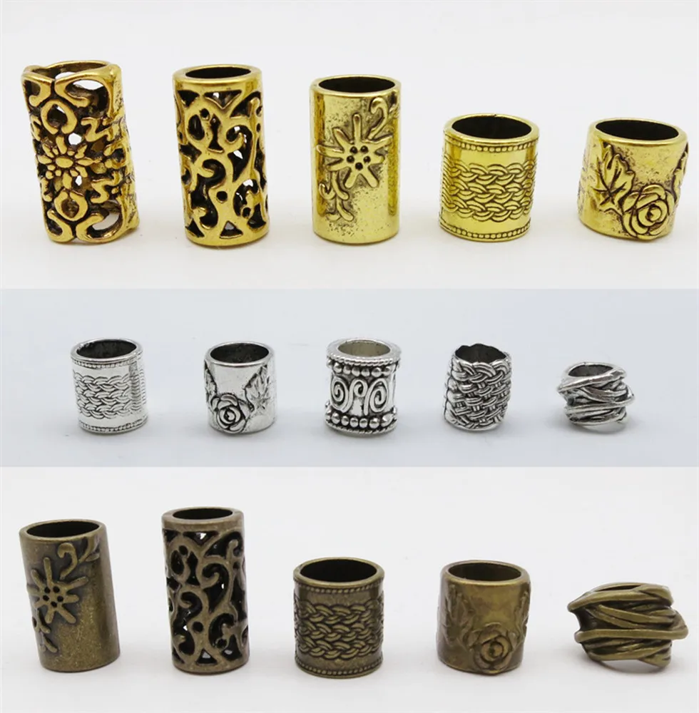 5 шт./упак. серебряные кольца в форме викингов с большим отверстием оплетка для