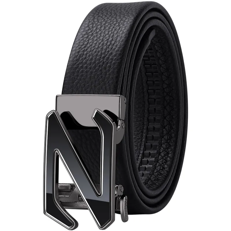 WILLIAMPOLO 2021 Genuine leather men's belt high-quality luxury cowhide fashion letter pattern alloy automatic buckle business