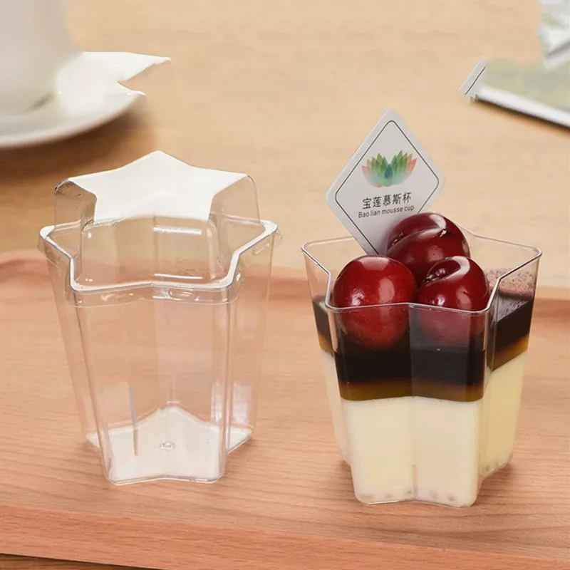 50PCS Mousse Dessert cup Heart-shaped Clear Portion Transparent Container for Jelly Yogurt Disposable Plastic Portion Cups