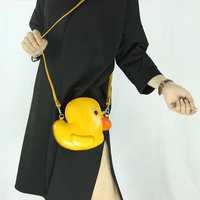 fashionable leather zero wallet manual vegetable tanned tree lamb leather single shoulder messenger womens bag cute yellow duck