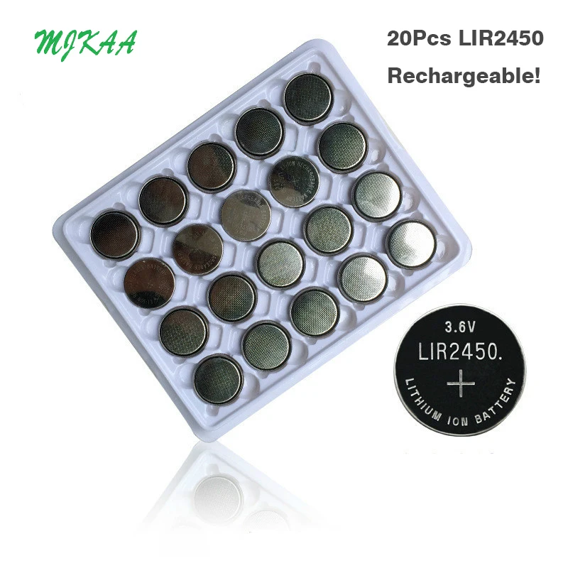 20 шт. Новое поступление MJKAA LIR2450 аккумуляторные батарейки для зарядки 1000 раз