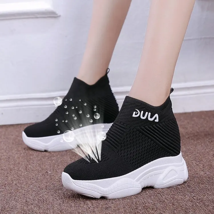 Женские осенние ботильоны на скрытой танкетке кроссовки платформе женские