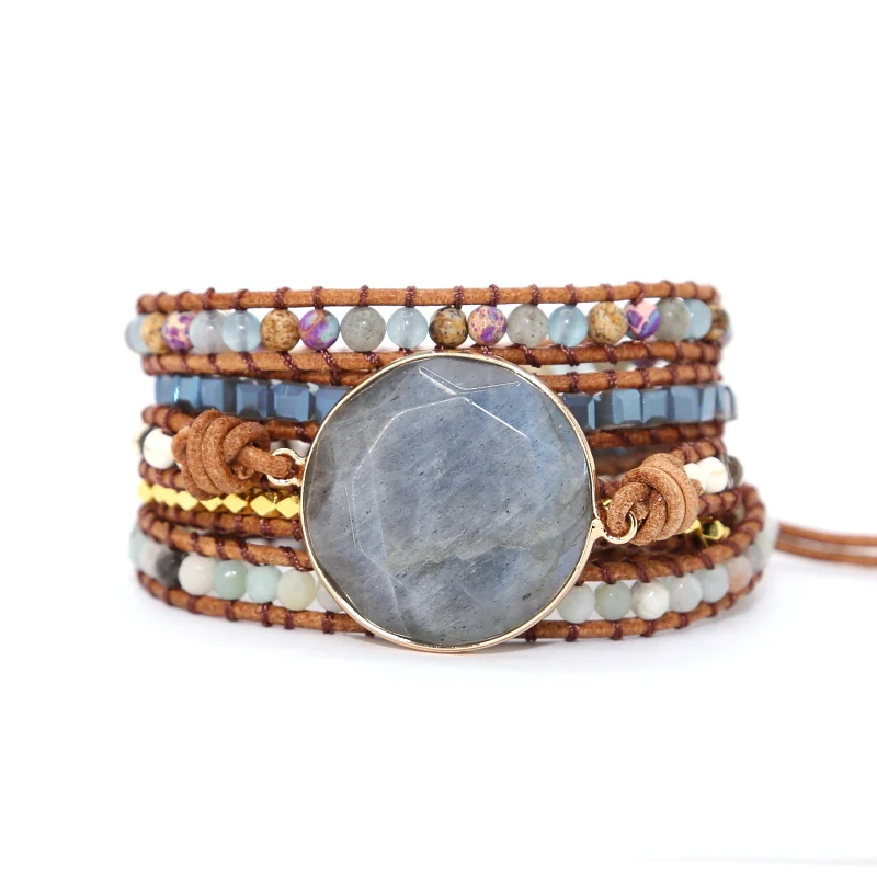 Новые браслеты с шармами ляпис-лазурит кожаный браслет бусинами из натурального