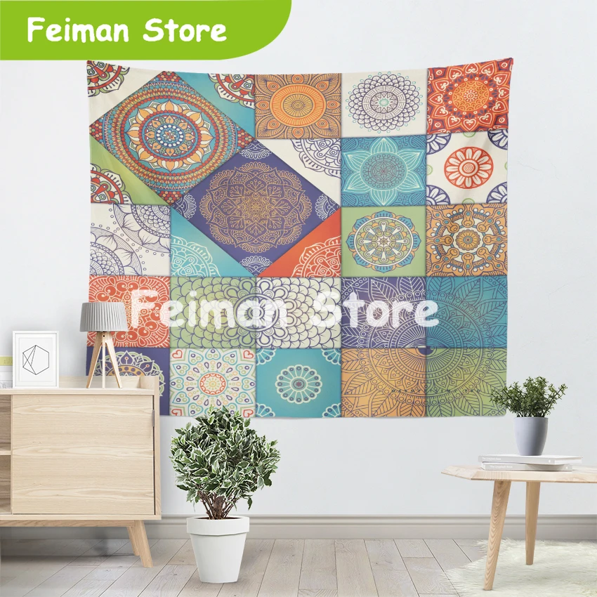 Большие размеры многоцветный красивый МАНДАЛА ГОБЕЛЕН навесной пляж полотенце