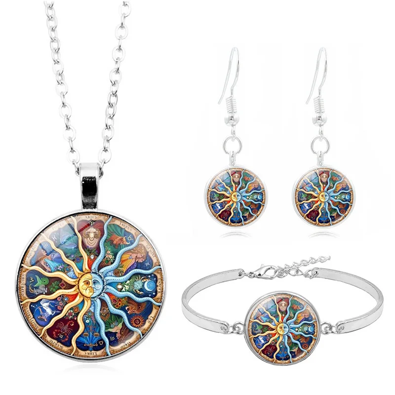 Sun Moon/Созвездие кабошоны разрисованные изделия из стекла Модный Ювелирный Набор