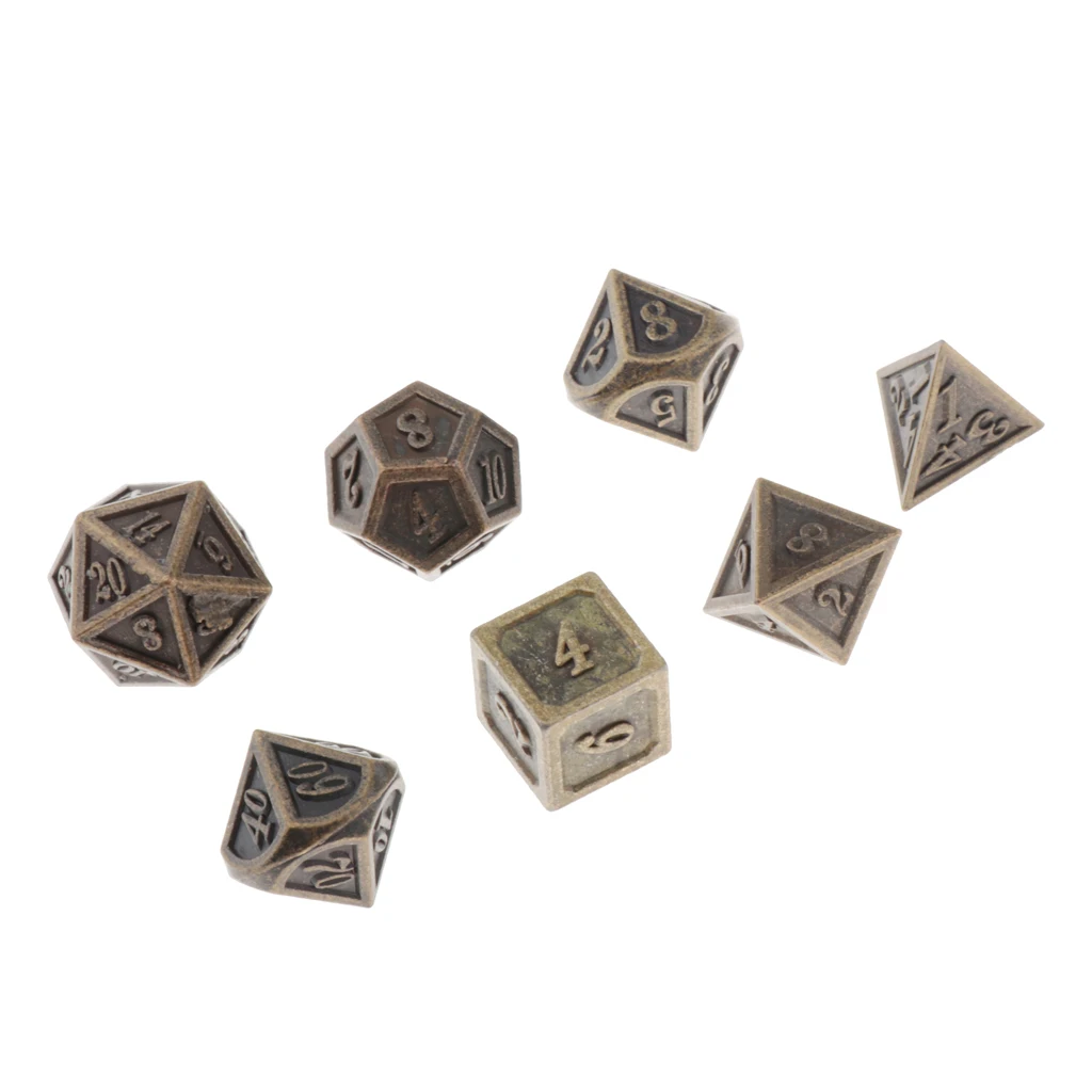 Набор из 7 многогранных кубиков стандартный размер бронзы для Dungeons &amp Dragons D DnD