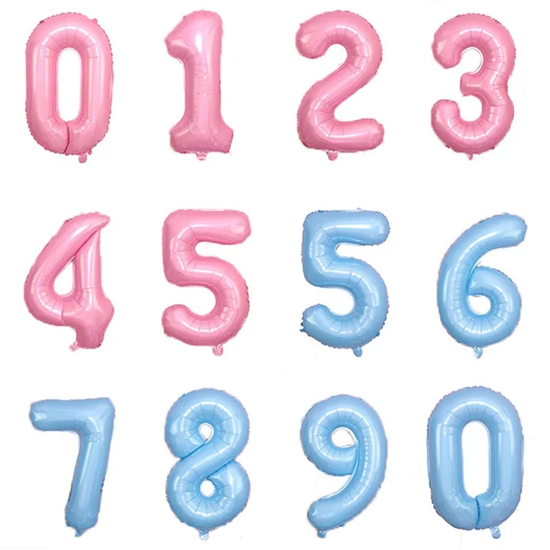 

1Piece 16 Inch Light Macaron Number Balloons Candy Blue Pink Number Globos For Party Decoration