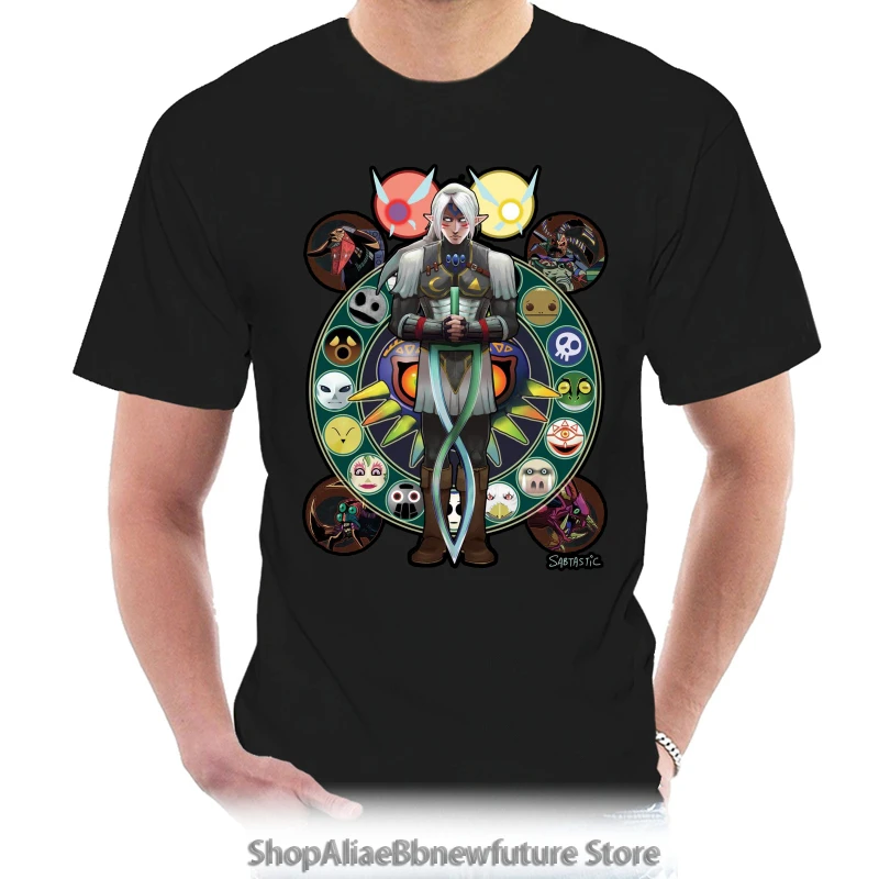 

T Shirt Men Society6 Fierce Deity Link - Majora's Mask Fitted Tee Fashion Unisex Short Sleeve Funny Black women 7773Y