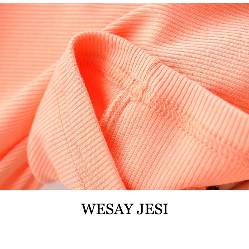 

WESAY JESI Summer Women's T-Shirts Casual Fashion Hollow Out Basic Knitted T-Shirt Elastic Soft Short Sleeve O-Neck Tops Female