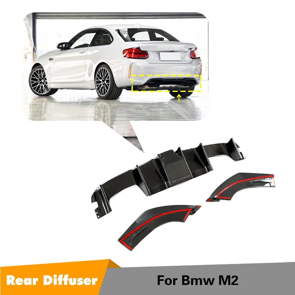 

Car Rear Bumper Diffuser For BMW 2 Series F87 M2 M2C Bumper Lip Splitter Spoiler With LED Light 2016-2019 Carbon Fiber Diffuser