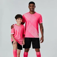 men and kids pink custom soccer jerseys set adult football jersey boys purple color parent child activity games uniforms