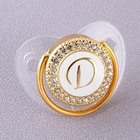 Прозрачный Детская пустышка на цепочке с прищепкой класса люкс с инициалами насквозь в форме буквы D с Bling соски-пустышки Стразы мерцание BPA бесплатно Соска-пустышка Sucette bb