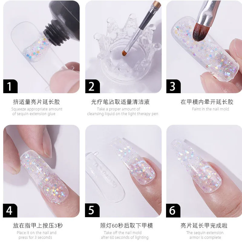 

15ML Diamond UV Gel Polish For Nail Extension Glitter Sequins Nail Gel 8 Colors Quick Building Fake Nail For Maincure False Tips