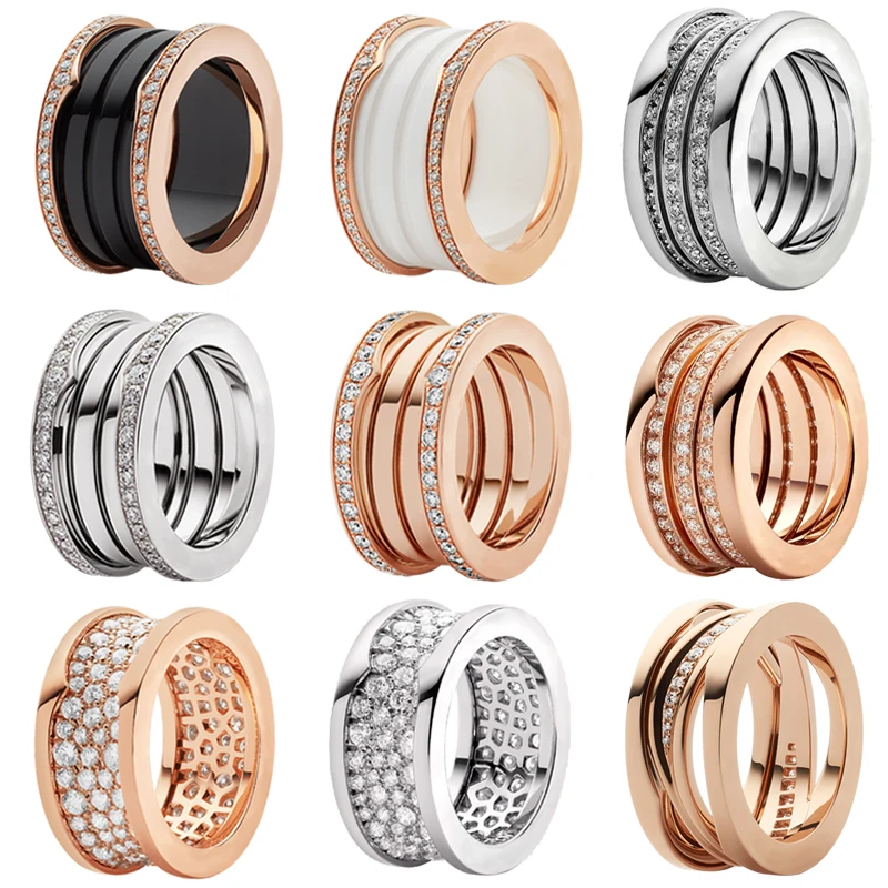 Suri new original fit bulgaria couple ring for women 925 sterling silver ceramic fashion rose gold luxury jewelry wedding gift